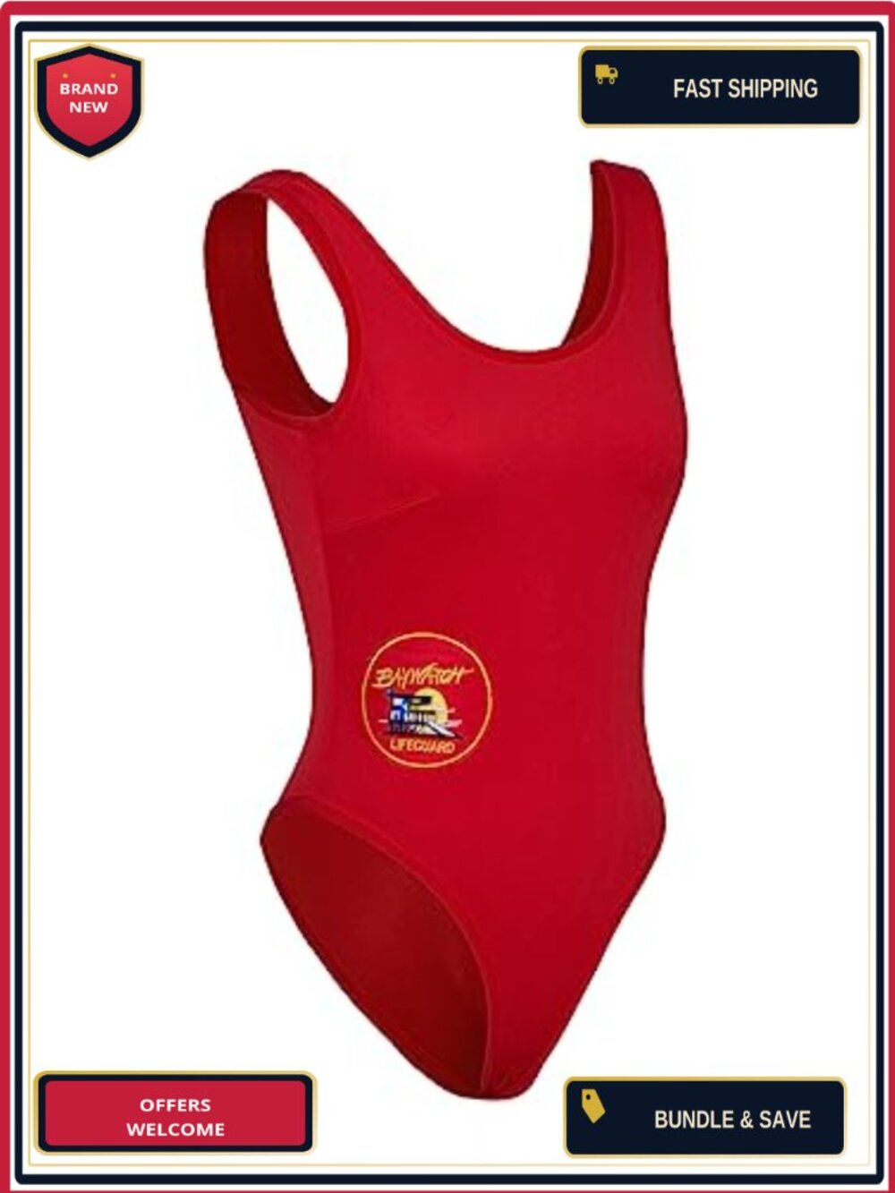 Womens Pamela Anderson Style One Piece Swimsuit Costume Spandex Bodysuit